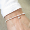 Girls Mini Puff Heart Silver Beaded Bracelet - Image 2