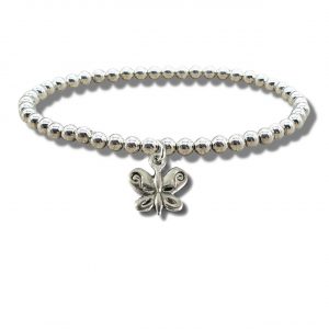 Butterfly Silver Beaded Bracelet