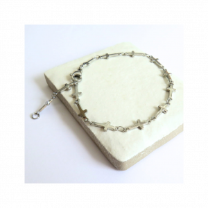 Cross Chain Silver Bracelet