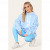 Oversized Ruched Sleeves Hoodie With Satin Ribbon with High Waist High Rise Seamless Ribbed Legging Set - Image 8