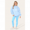 Oversized Ruched Sleeves Hoodie With Satin Ribbon with High Waist High Rise Seamless Ribbed Legging Set - Image 5