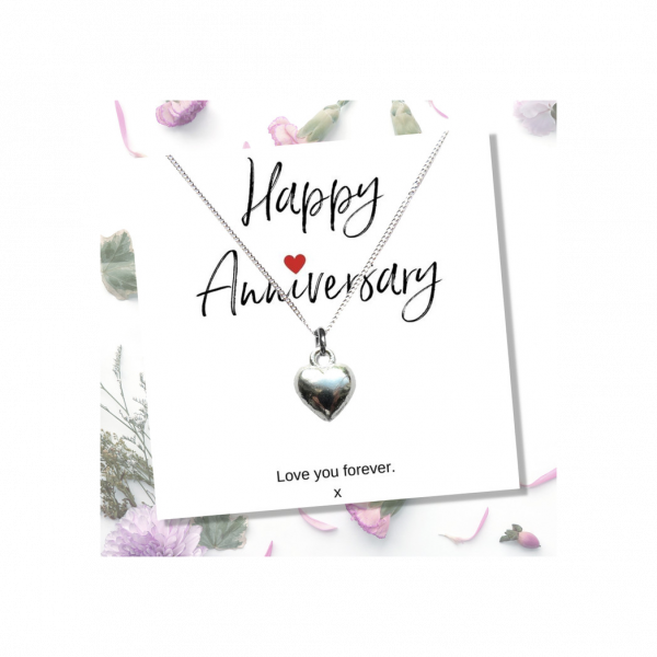 Heart Necklace & Anniversary Message Card