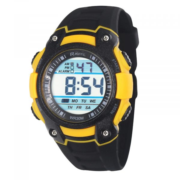 Ravel Mens 3ATM Digital Sports Yellow Watch RDG.14.17