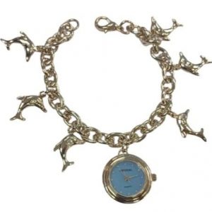 Imperial Ladies Girls Mini Dial with Hanging DOLPHIN Charms on Bracelet Strap Watch Gift Set IMP751(AL) - CLEARANCE NEEDS RE-BATTERY