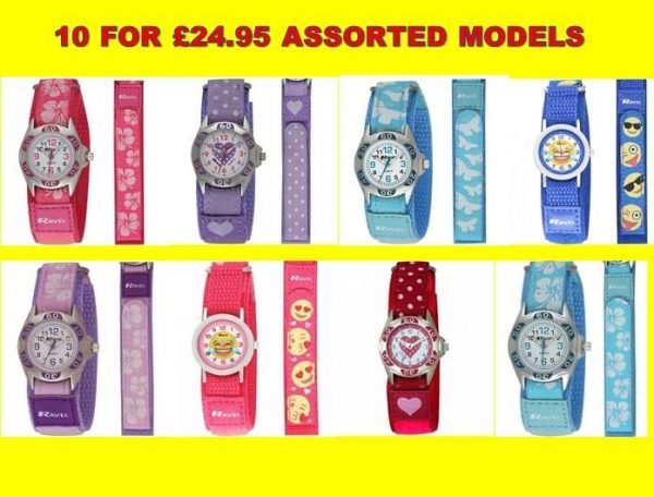 Ravel Children Girl Boy 10 FOR £24.95 ASSORTED MODELS Nylon Velcro Strap Watch R1507 - CLEARANCE NEEDS RE-BATTERY