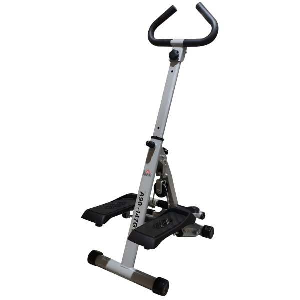 Foldable Stepper Adjustable Step Machine w/ Handlebar LCD Display, Grey HOMCOM