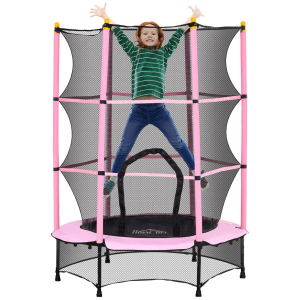 HOMCOM 4.6FT/75" Kids Trampoline with Safety Enclosure, Indoor Outdoor