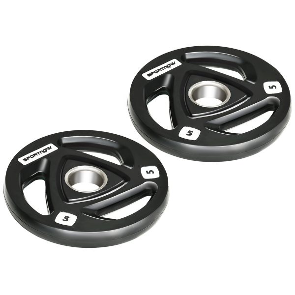 Olympic Weight Plates, Tri-Grip Barbell Weights Set with 2'' Holes, 2 x 5kg