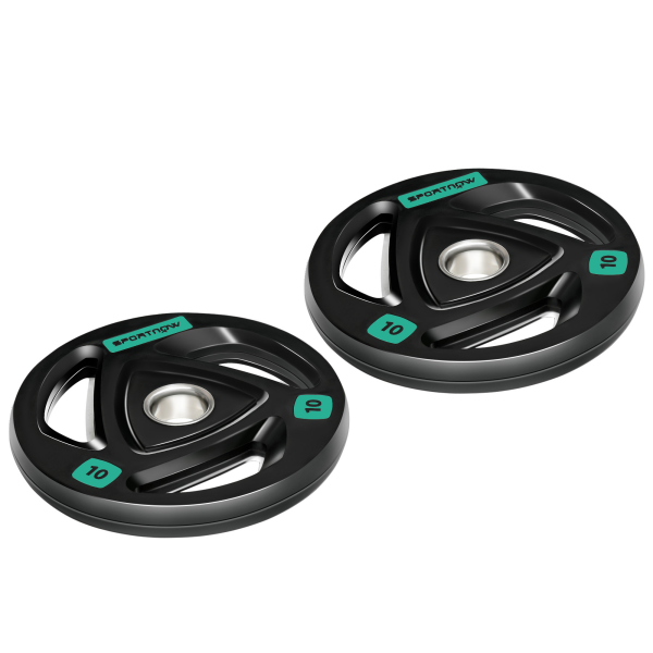Olympic Weight Plates, Tri-Grip Barbell Weights Set with 2'' Holes, 2 x 10kg