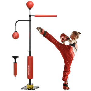 SPORTNOW Boxing Bag, Freestanding Punching Bag with Reflex Bar, Speed Balls