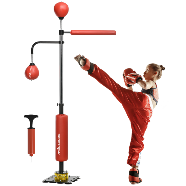 SPORTNOW Boxing Bag, Freestanding Punching Bag with Reflex Bar, Speed Balls