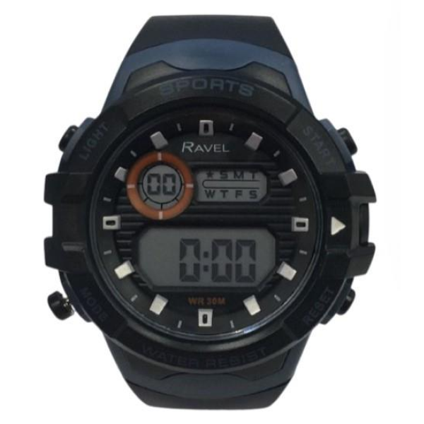 Ravel Mens 3ATM Digital Sports Black/Blue Watch RDG.14.32