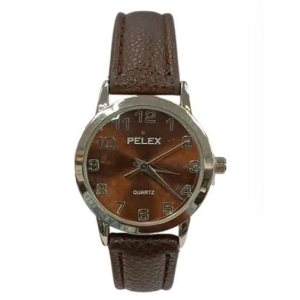PELEX Ladies Basic Dark Brown Dial Brown Leather Strap Quartz Watch PLX-013-DBR