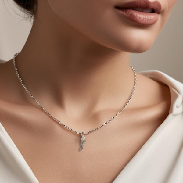 Angel Feather Silver Necklace