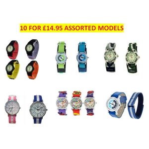 Relda Childrens Boys/Girls Analogue Silicone Velcro Strap 10 Assorted Watches RELx10 - CLEARANCE NEEDS RE-BATTERY